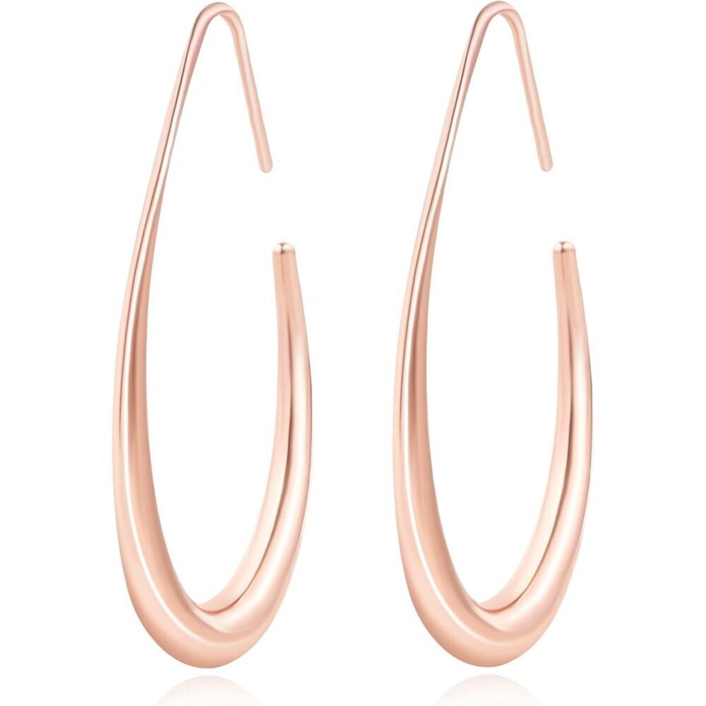 Lightweight Teardrop Rose Gold Earrings Women's 14k Plated Large Oval Design